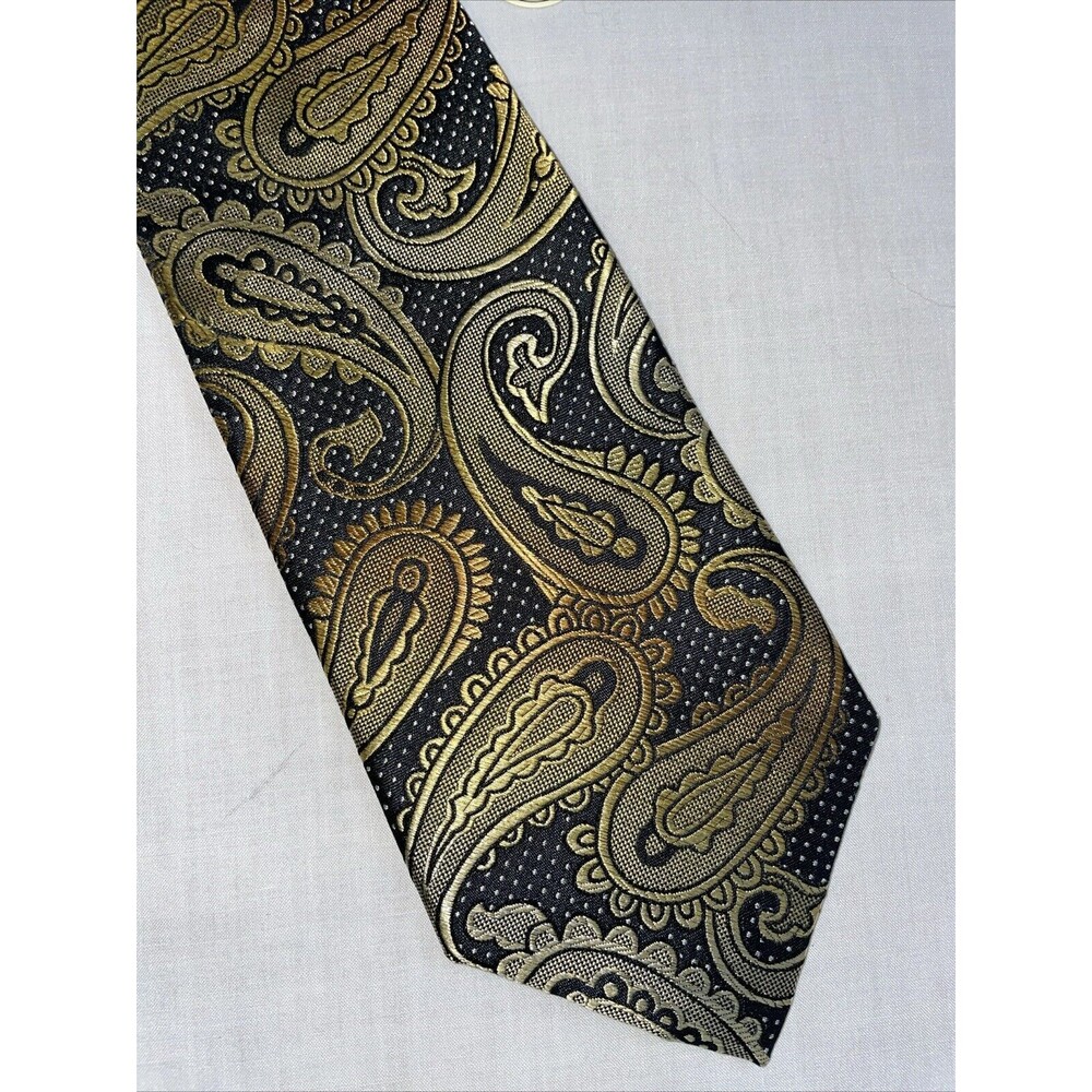 Bruno Piattelli Men’s Dress Toe Size 58” Gold Paisley Business Formal City NWT